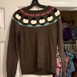Talbots Brown Sheep Pattern Sweater